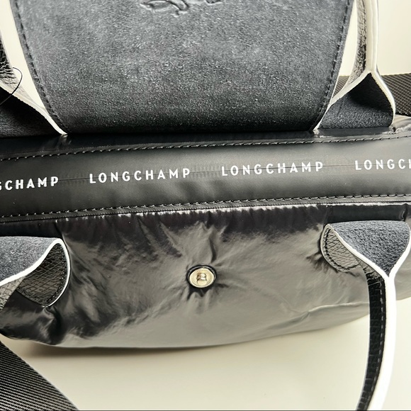 NEW LONGCHAMP Small Le Pliage Tote Black White - Picture 9 of 16